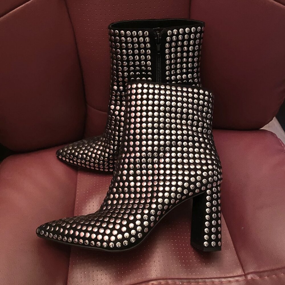 INC Studded Block Heeled Ankle Boots Size 9M